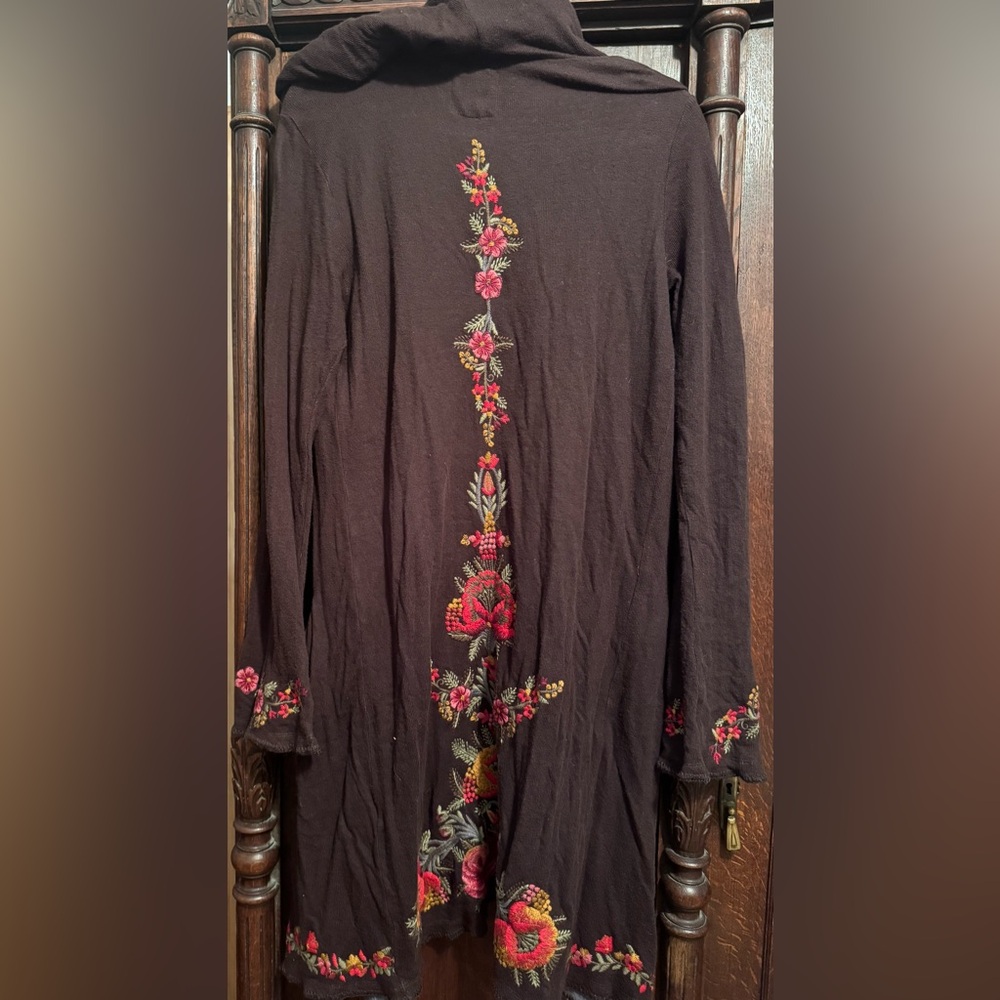 Biya Embroidered Floral Women's S Cloak Boho Duster Jacket